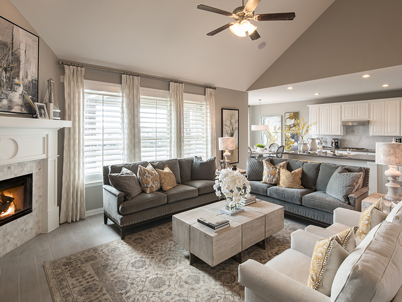 Open Concept Living Room in Jordan Ranch community model home near Katy, TX