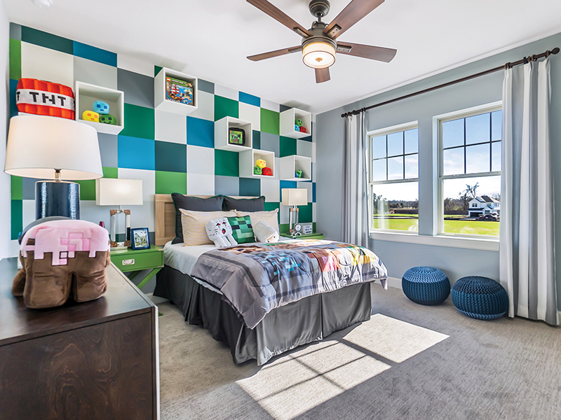 Minecraft Themed Model Home Bedroom in Sienna Community in Missouri City Near Pearland, TX
